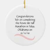 Vrouw Ornament met halve marathon in roze (Achterkant)