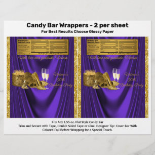 Vrouw Paarse goudmars Snoep Bar Wrapper Flyer
