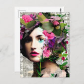   Vrouw Papier Collage Art Briefkaart (Voorkant / Achterkant)