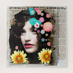 Vrouw Papier Collage Art Legpuzzel