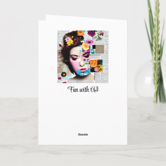 Vrouw Papier Collage | Grappige vriendschap Kaart (Achterkant)