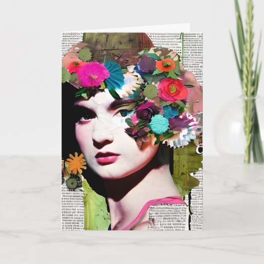 Vrouw Papier Collage | Grappige vriendschap Kaart (Voorkant)