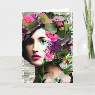  Vrouw Papier Collage Tante's Verjaardag Kaart