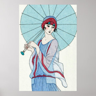 Vrouw Parasol Portret Kunst Poster
