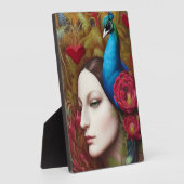 Vrouw, Peacock, Rode bloemen en hart Fotoplaat (Zijkant)