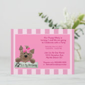 Vrouw Pet Birthday Party Invitation Kaart (Staand voorkant)