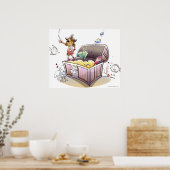 Vrouw piraat op een schatkist poster (Keuken)