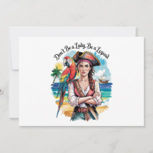 Vrouw Pirate Buccaneer Beauty op het dek Kaart