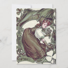 Vrouw plukken Shamrock Kaart