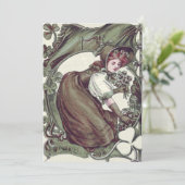 Vrouw plukken Shamrock Kaart (Staand voorkant)