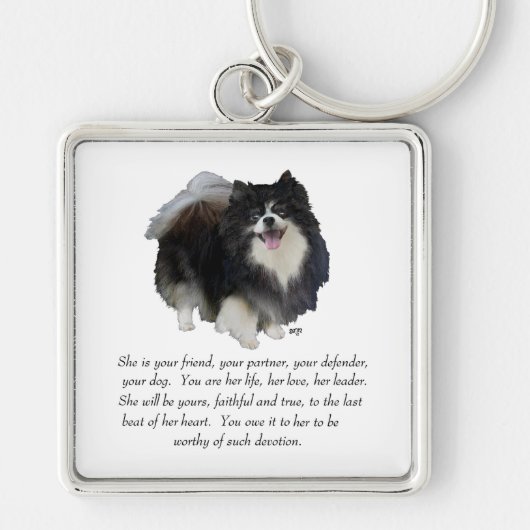 Vrouw Pomeranian Keepomwille Sleutelhanger (Voorkant)
