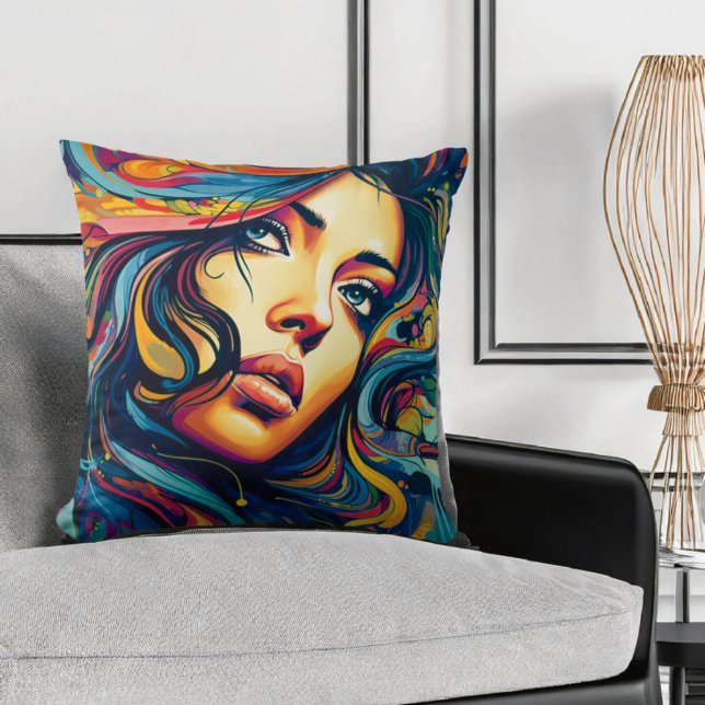 Vrouw Pop Kunst Kussen (Creator heeft geüpload)