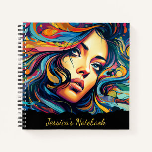 Vrouw Pop kunst met tekst Notitieboek
