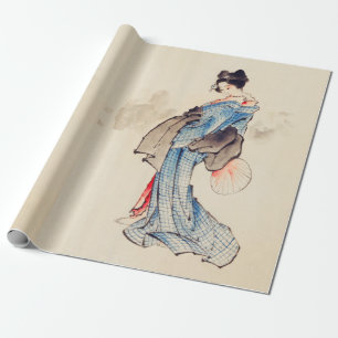 Vrouw portret in volledige lengte door Katsushika Cadeaupapier