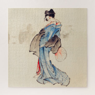 Vrouw portret in volledige lengte door Katsushika  Legpuzzel
