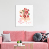 Vrouw portret in zachte rode kleur canvas afdruk (Insitu (Woonkamer))