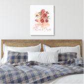 Vrouw portret in zachte rode kleur canvas afdruk (Insitu (Slaapkamer))