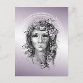 Vrouw Portret met Moten Surrealistische Dark Fanta Briefkaart