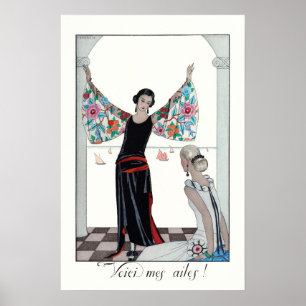 vrouw portretteert Franse Mode Poster