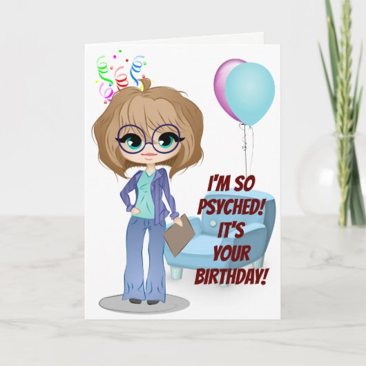 Vrouw Psycholoog Funny Pun Birthday Kaart (Voorkant)
