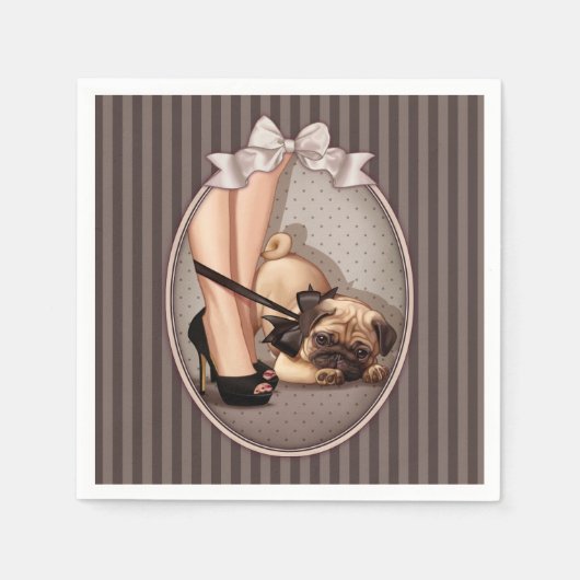 Vrouw & Pug-uppy Servetten (Voorkant)