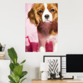 Vrouw Puppy King Charles Spaniel Poster (Thuiskantoor)