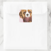 Vrouw Puppy King Charles Spaniel Square Sticker (Tas)