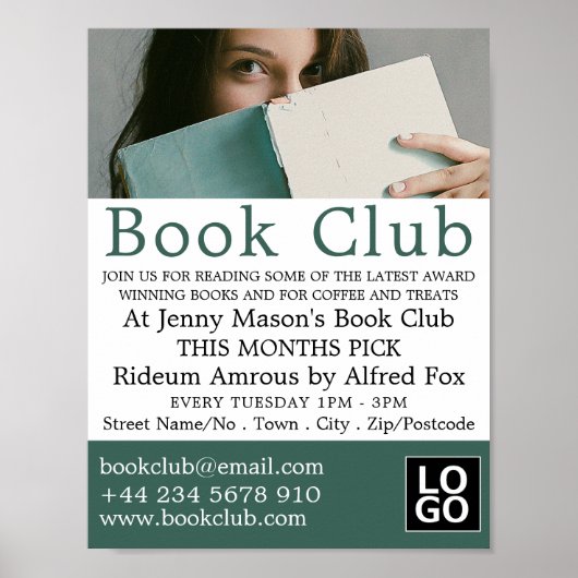 Vrouw Reader, Book Club Adverteren Poster (Voorkant)