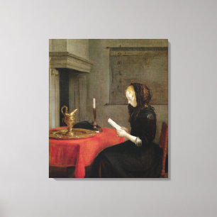 Vrouw Reading, c.1662 Canvas Afdruk