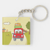 Vrouw reizen per auto sleutelhanger (Achterkant)
