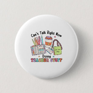 Vrouw Retro Leraar Kan Nu Even Niet Praten Doet Th Ronde Button 5,7 Cm