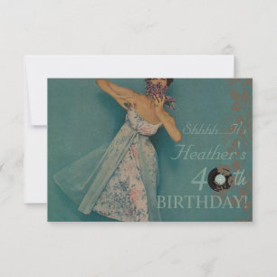 Vrouw Retro Stijl Verjaardagsfeest Uitnodigingen