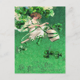 Vrouw Riding Clay Pipe Shamrock Briefkaart