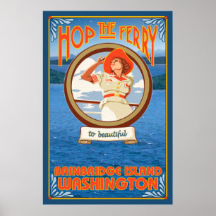 Vrouw Riding Ferry - Bainbridge Island, WA Poster