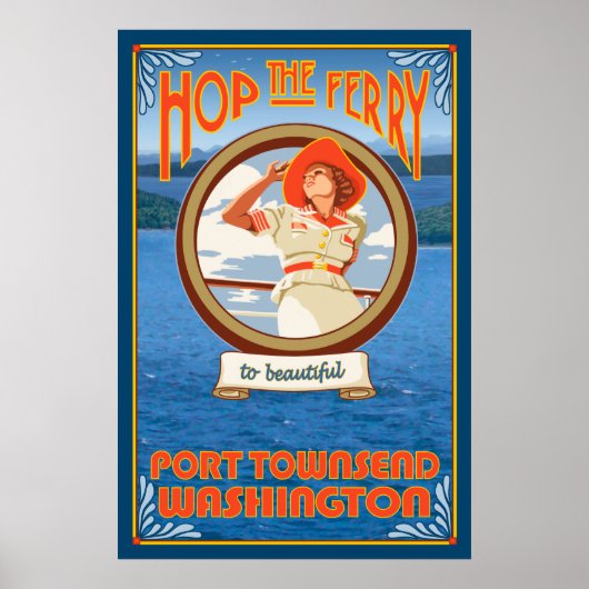 Vrouw Riding Ferry - Port Townsend Washington Poster (Voorkant)