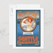 Vrouw Riding Ferry - Seattle, Washington Briefkaart (Voorkant / Achterkant)