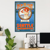 Vrouw Riding Ferry - Seattle, Washington Poster (Thuiskantoor)