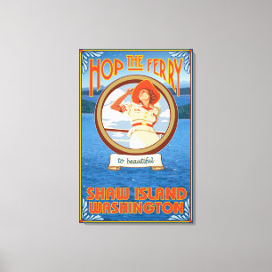 Vrouw Riding Ferry - Shaw Island, Washington Canvas Afdruk