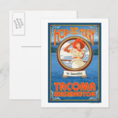Vrouw Riding Ferry - Tacoma, Washington Briefkaart (Voorkant / Achterkant)
