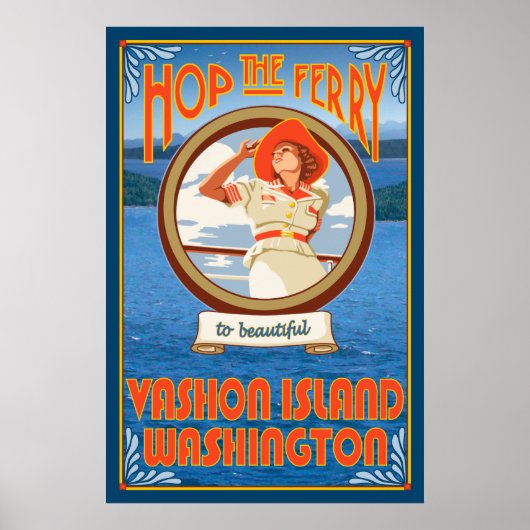Vrouw Riding Ferry - Vashon Island, Washington Poster (Voorkant)