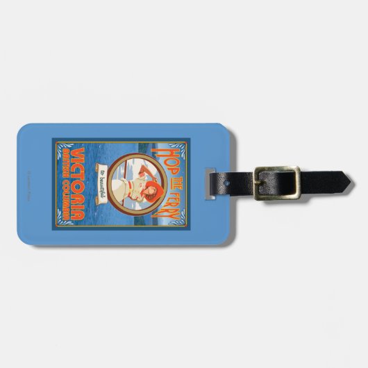 Vrouw Riding Ferry - Victoria, BC Canada Bagagelabel (Voorkant horizontaal)