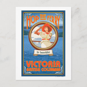 Vrouw Riding Ferry - Victoria, BC Canada Briefkaart