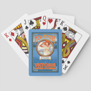 Vrouw rijdt op veerboot - Victoria, BC Canada Pokerkaarten