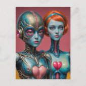 Vrouw Robots Scifi Briefkaart (Voorkant)