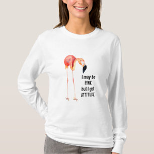 Vrouw Roze Flamingo met Attitude T-shirt