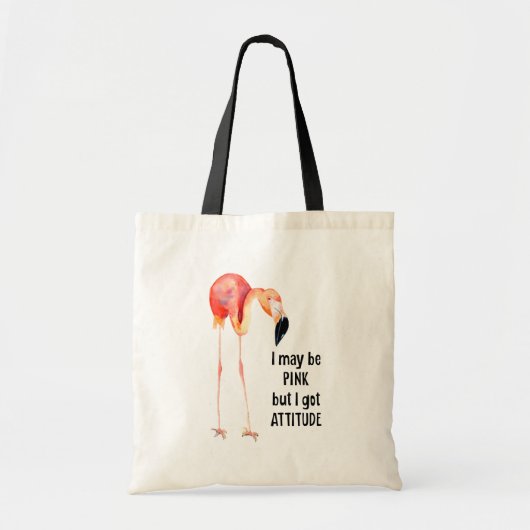 Vrouw Roze Flamingo met Attitude Tote Bag (Voorkant)