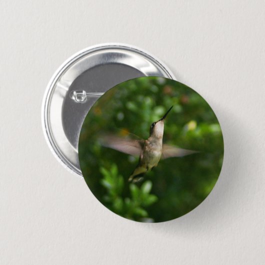 Vrouw Ruby Throat Hummingbird Button (Voorkant /achterkant)