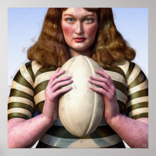 Vrouw Rugby Player - Rugby-schilderafdrukken Poster