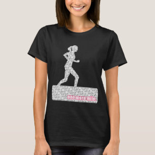Vrouw-runner; Geef nooit op, nog een stapel! T-shirt