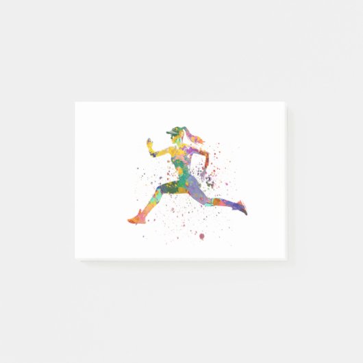 Vrouw runner in waterverf post-it® notes (Voorkant)